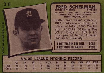 Fred Scherman  baseball card collectible - Main Image 2