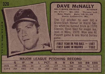Dave McNally  baseball card collectible - Main Image 2