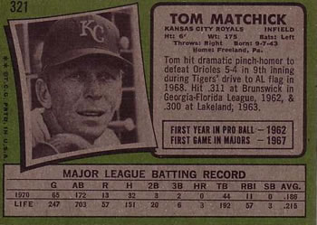 Tom Matchick  baseball card collectible - Main Image 2