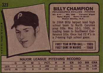 Billy Champion  baseball card collectible - Main Image 2