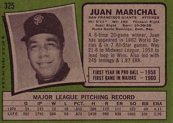 Juan Marichal  baseball card collectible - Main Image 2