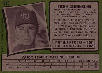 Richie Scheinblum  baseball card collectible - Main Image 2