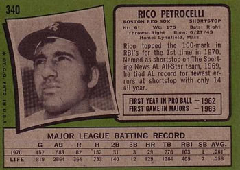Rico Petrocelli  baseball card collectible - Main Image 2