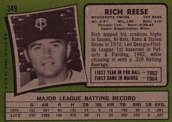 Rich Reese  baseball card collectible - Main Image 2