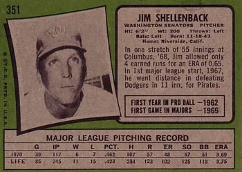 Jim Shellenback  baseball card collectible - Main Image 2