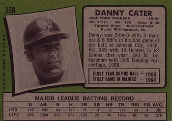 Danny Cater  baseball card collectible - Main Image 2