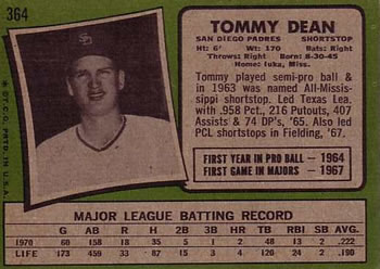 Tommy Dean  baseball card collectible - Main Image 2