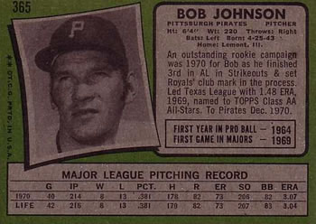 Bob Johnson  baseball card collectible - Main Image 2