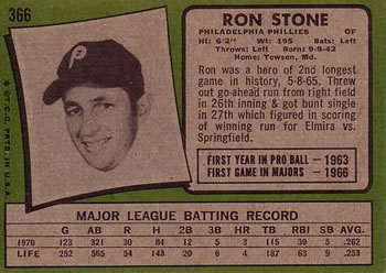 Ron Stone  baseball card collectible - Main Image 2