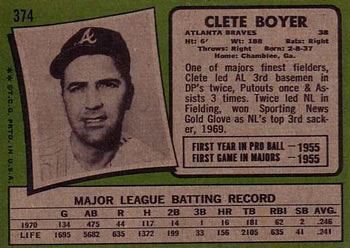 Clete Boyer  baseball card collectible - Main Image 2