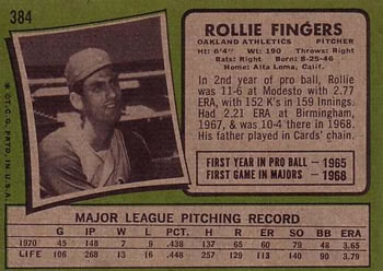 Rollie Fingers  baseball card collectible - Main Image 2