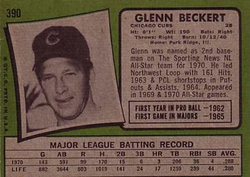 Glenn Beckert  baseball card collectible - Main Image 2