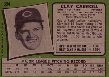Clay Carroll  baseball card collectible - Main Image 2