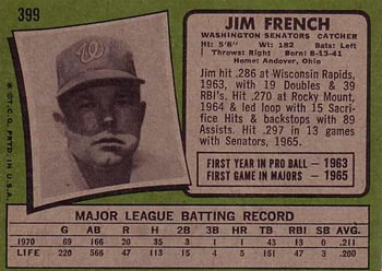Jim French  baseball card collectible - Main Image 2