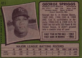 George Spriggs  baseball card collectible - Main Image 2