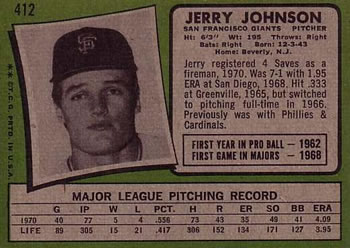 Jerry Johnson  baseball card collectible - Main Image 2