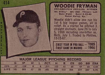 Woodie Fryman  baseball card collectible - Main Image 2