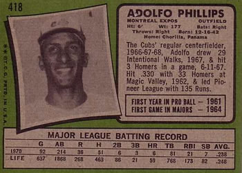 Adolfo Phillips  baseball card collectible - Main Image 2