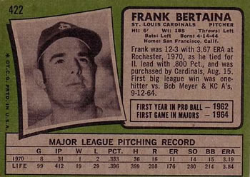 Frank Bertaina  baseball card collectible - Main Image 2