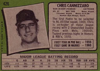 Chris Cannizzaro  baseball card collectible - Main Image 2