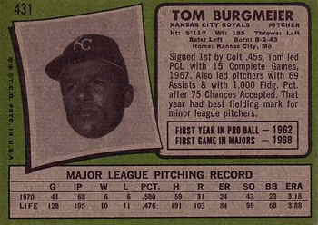 Tom Burgmeier  baseball card collectible - Main Image 2