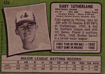 Gary Sutherland  baseball card collectible - Main Image 2