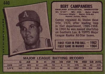 Bert Campaneris  baseball card collectible - Main Image 2