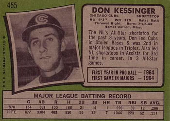 Don Kessinger  baseball card collectible - Main Image 2