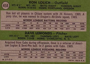 White Sox 1971 Rookie Stars (Ron Lolich / Dave Lemonds)  baseball card collectible - Main Image 2
