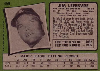 Jim Lefebvre  baseball card collectible - Main Image 2