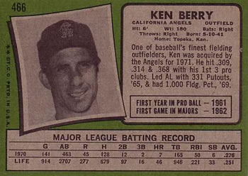 Ken Berry  baseball card collectible - Main Image 2