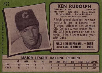 Ken Rudolph  baseball card collectible - Main Image 2