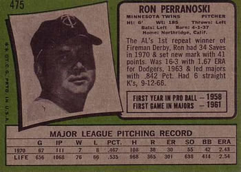 Ron Perranoski  baseball card collectible - Main Image 2
