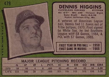 Dennis Higgins  baseball card collectible - Main Image 2