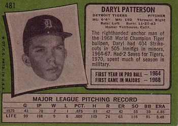 Daryl Patterson  baseball card collectible - Main Image 2