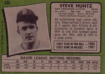 Steve Huntz  baseball card collectible - Main Image 2
