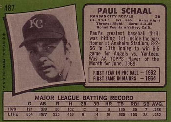 Paul Schaal  baseball card collectible - Main Image 2