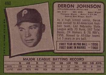 Deron Johnson  baseball card collectible - Main Image 2