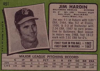 Jim Hardin  baseball card collectible - Main Image 2
