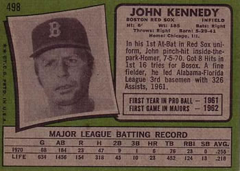John Kennedy  baseball card collectible - Main Image 2
