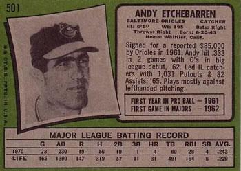 Andy Etchebarren  baseball card collectible - Main Image 2