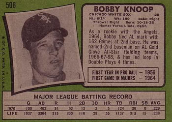 Bobby Knoop  baseball card collectible - Main Image 2