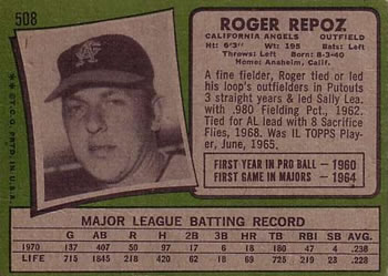 Roger Repoz  baseball card collectible - Main Image 2