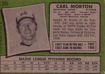 Carl Morton  baseball card collectible - Main Image 2