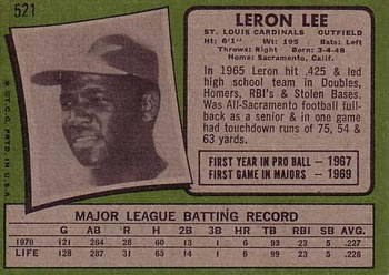 Leron Lee  baseball card collectible - Main Image 2