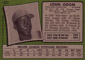 John Odom  baseball card collectible - Main Image 2