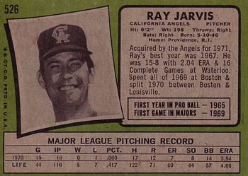 Ray Jarvis  baseball card collectible - Main Image 2