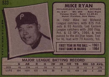 Mike Ryan  baseball card collectible - Main Image 2