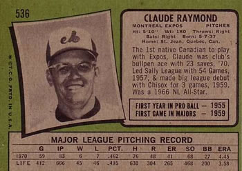Claude Raymond  baseball card collectible - Main Image 2