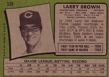Larry Brown  baseball card collectible - Main Image 2